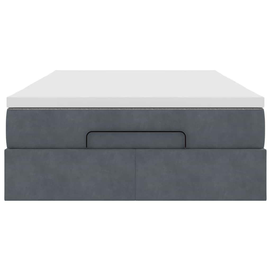 Ottoman Bed with Mattress Dark Grey Super Single Velvet