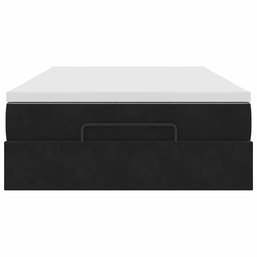 Ottoman Bed with Mattress Black King Single Velvet