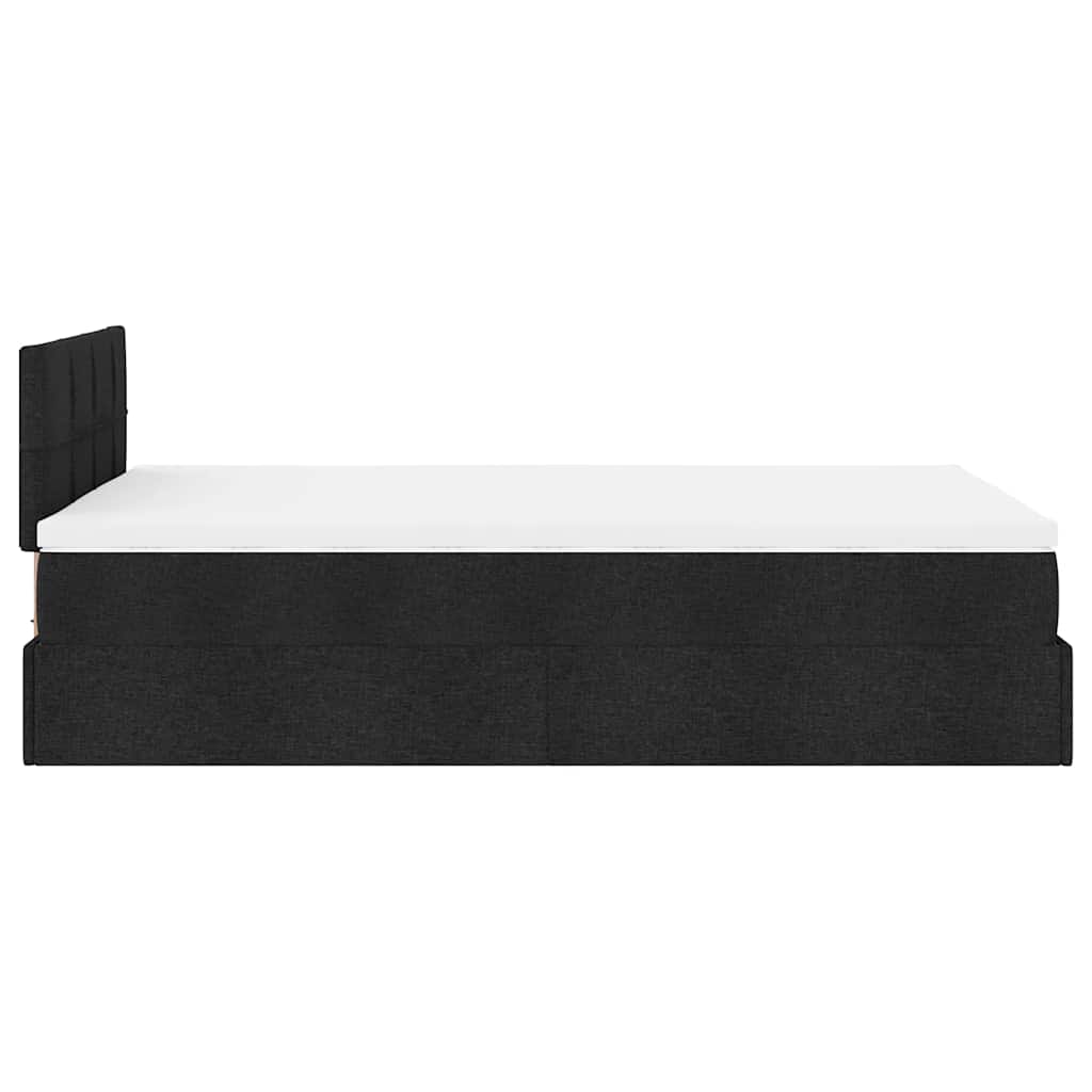 Ottoman Bed with Mattress Black King Single Fabric