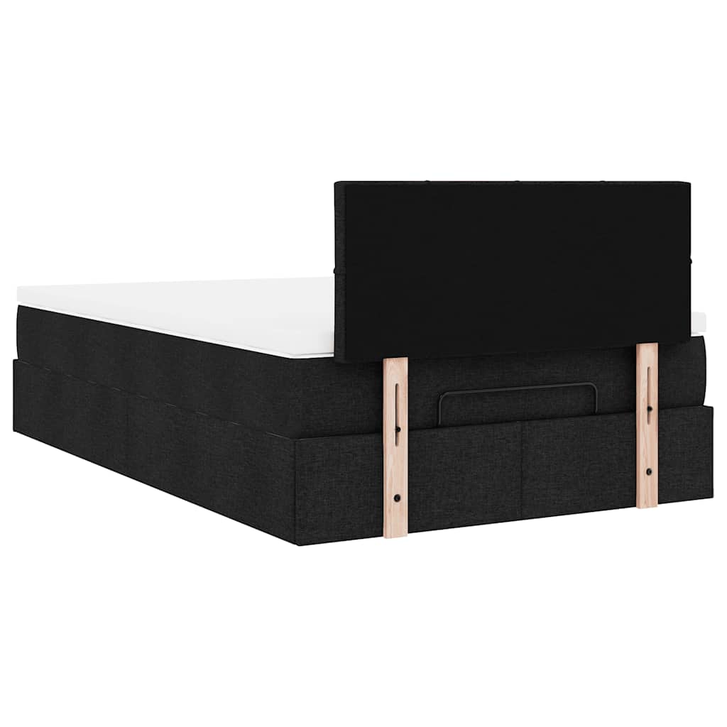 Ottoman Bed with Mattress Black King Single Fabric