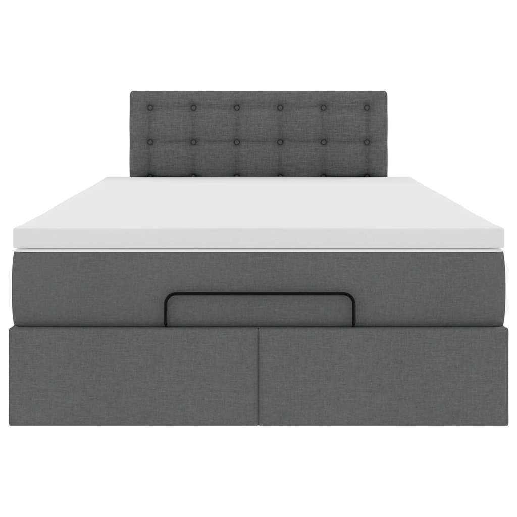 Ottoman Bed with Mattress Dark Grey King Single Fabric