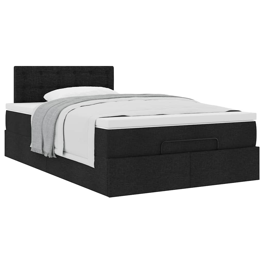 Ottoman Bed with Mattress Black King Single Fabric