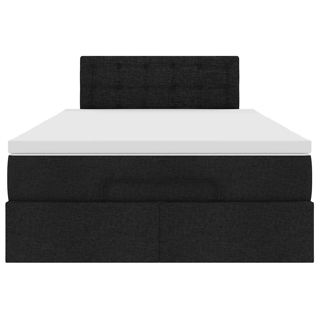 Ottoman Bed with Mattress Black King Single Fabric