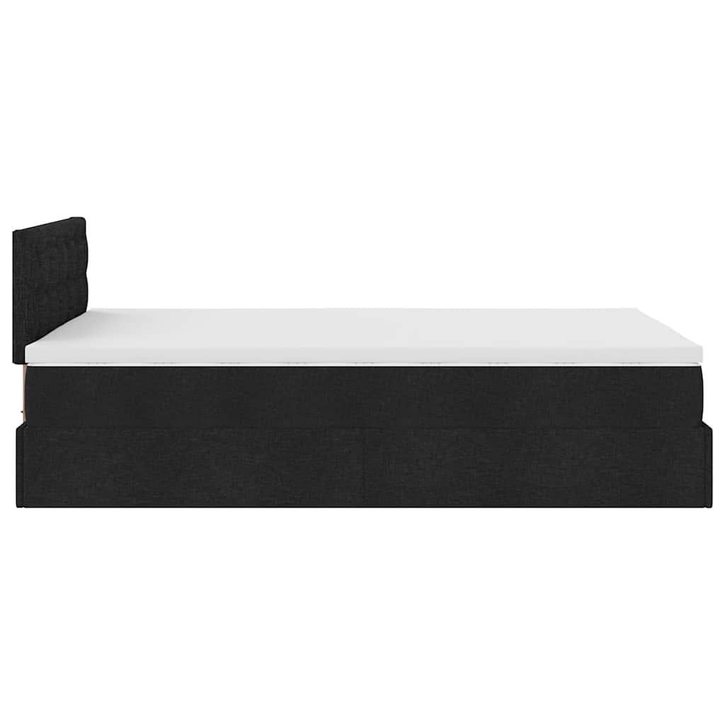 Ottoman Bed with Mattress Black King Single Fabric