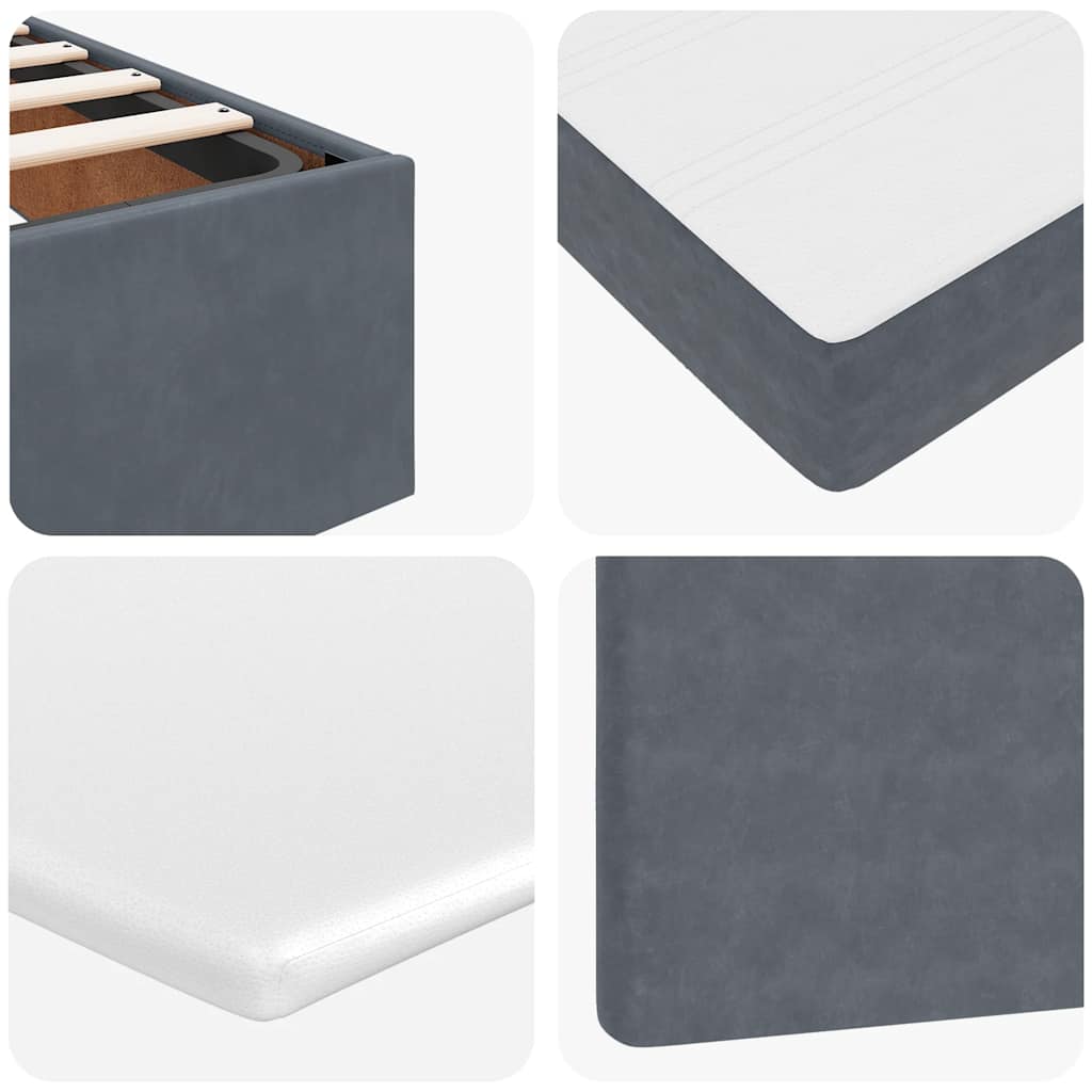 Ottoman Bed with Mattress Dark Grey Queen Velvet