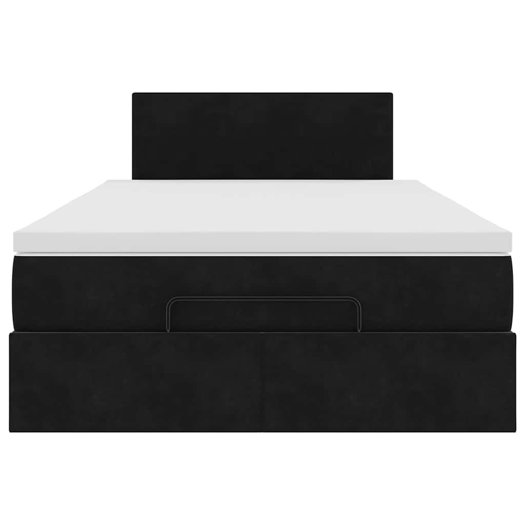 Ottoman Bed with Mattress Black King Single Velvet