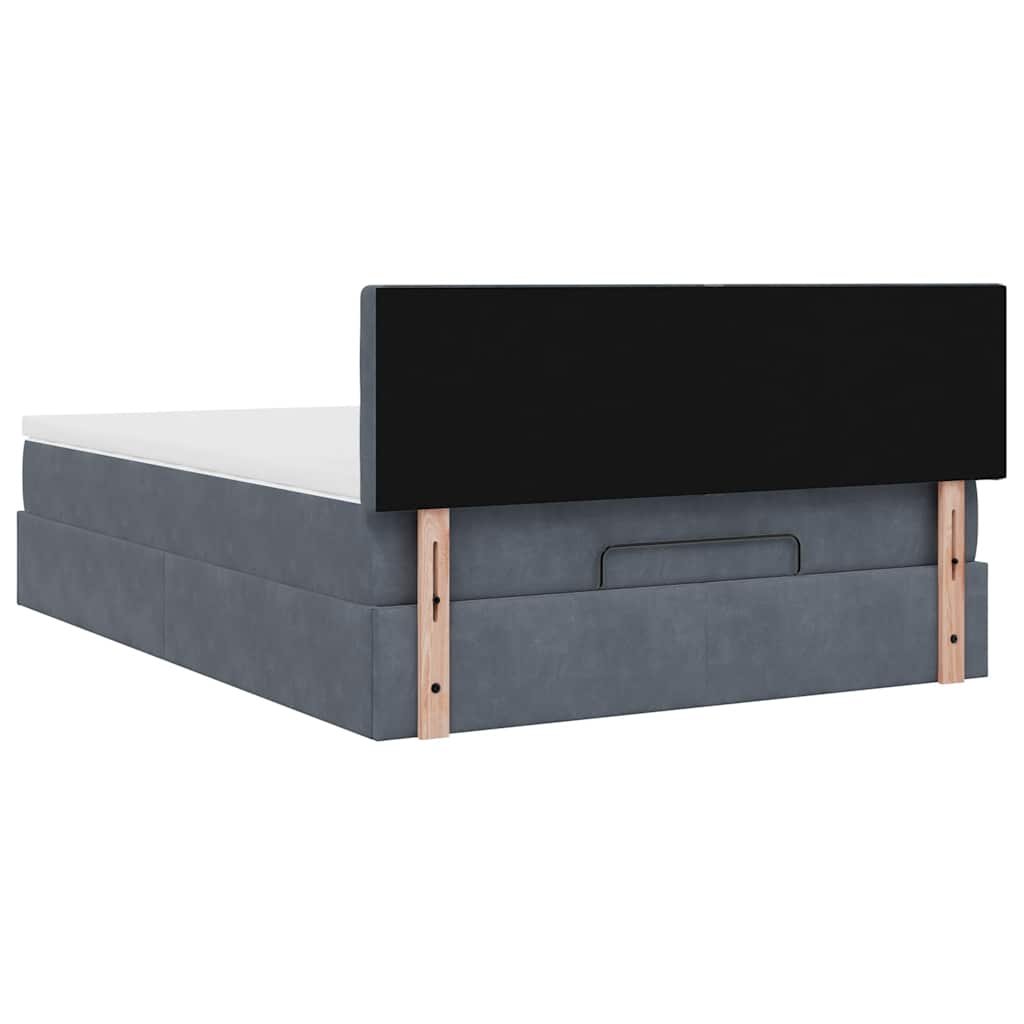Ottoman Bed with Mattress Dark Grey Queen Velvet