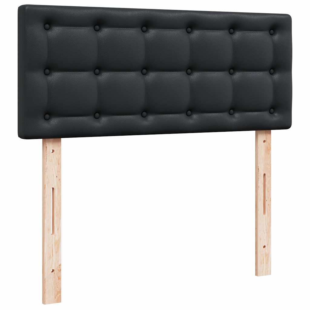 Ottoman Bed with Mattresses & LEDs Black King Single Faux Leather