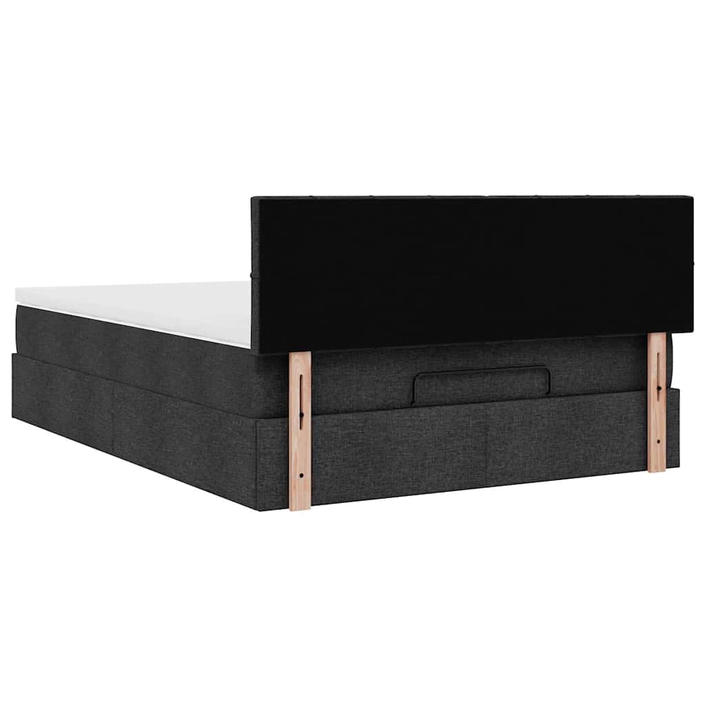 Ottoman Bed with Mattress & LEDs Black Double Fabric