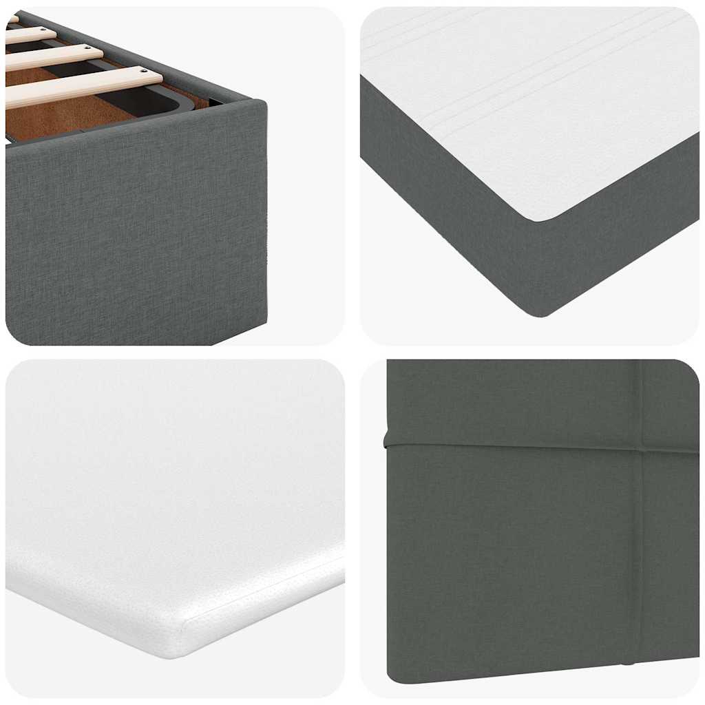 Ottoman Bed with Mattress & LEDs Dark Grey Queen Fabric