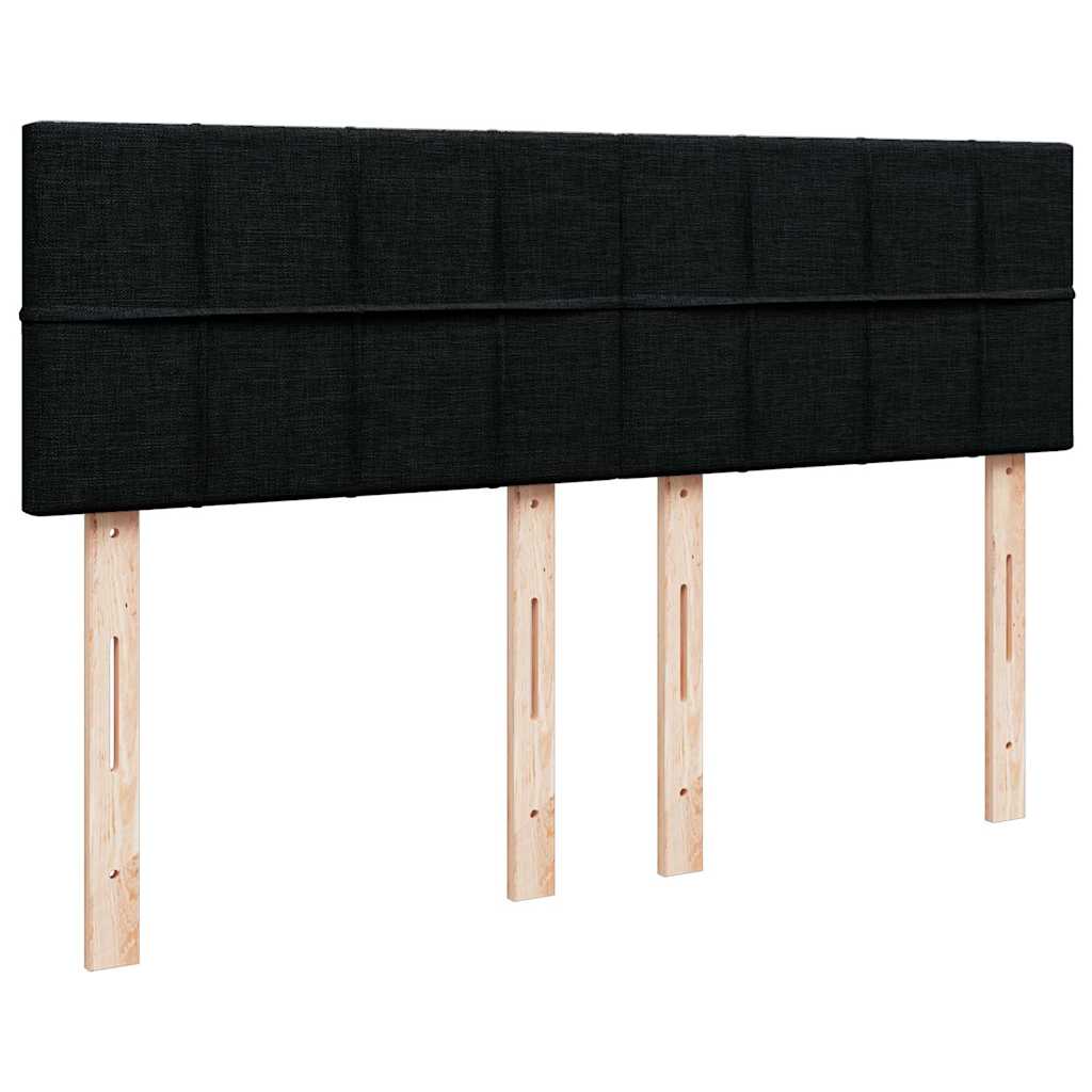 Ottoman Bed with Mattress & LEDs Black Queen Fabric