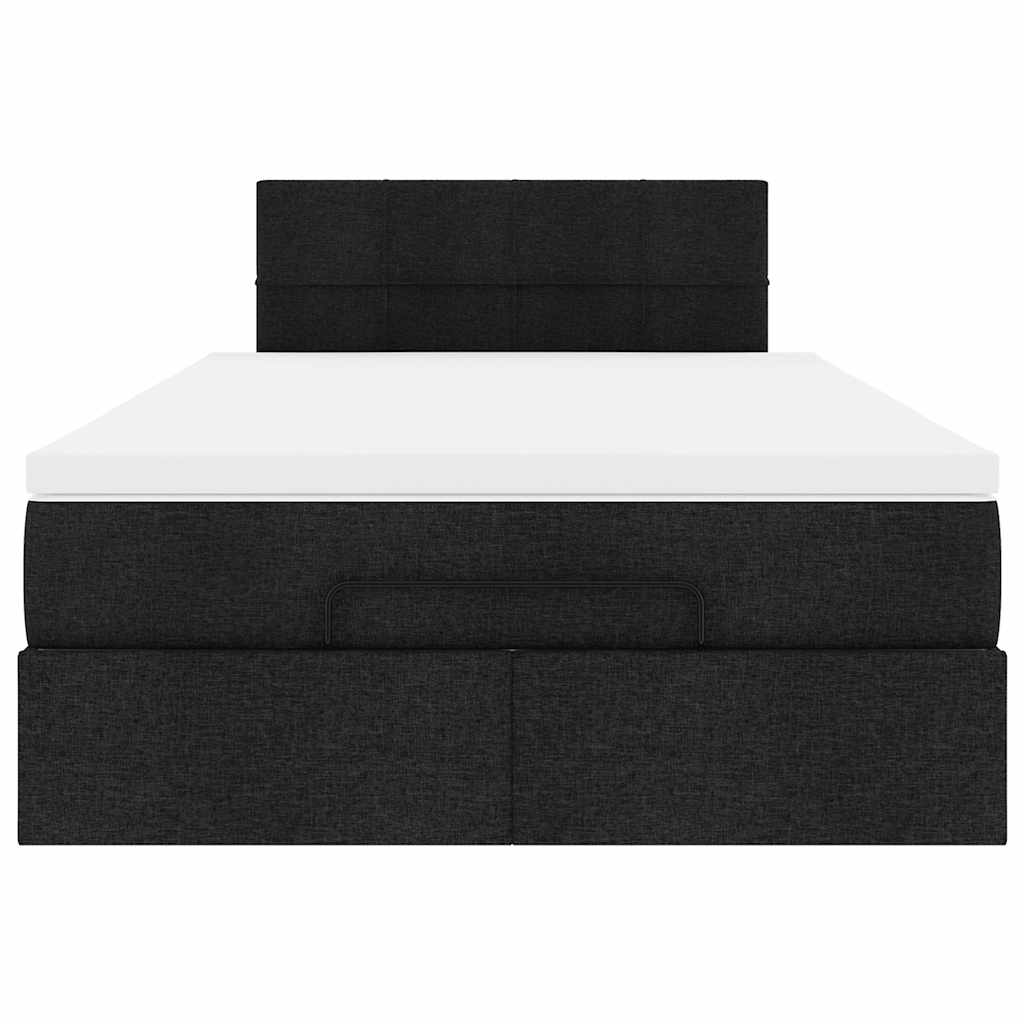 Ottoman Bed with Mattress & LEDs Black King Single Fabric