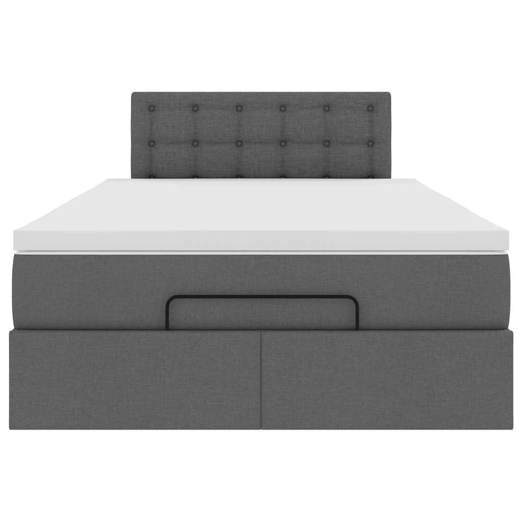Ottoman Bed with Mattress & LEDs Dark Grey King Single Fabric