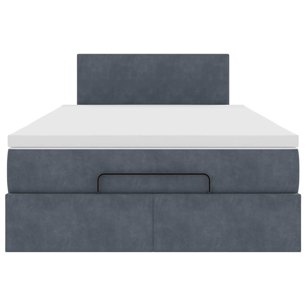 Ottoman Bed with Mattress & LEDs Dark Grey King Single Velvet