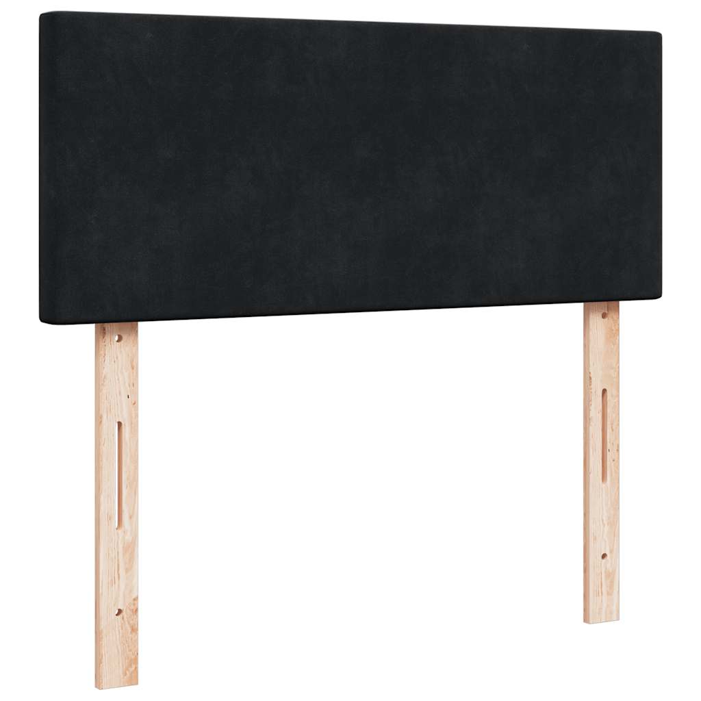 Ottoman Bed with Mattress & LEDs Black King Single Velvet