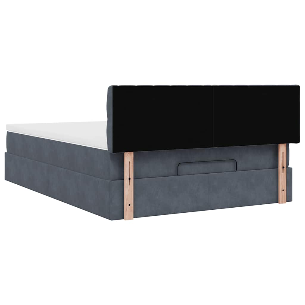 Ottoman Bed with Mattress & LEDs Dark Grey Queen Velvet