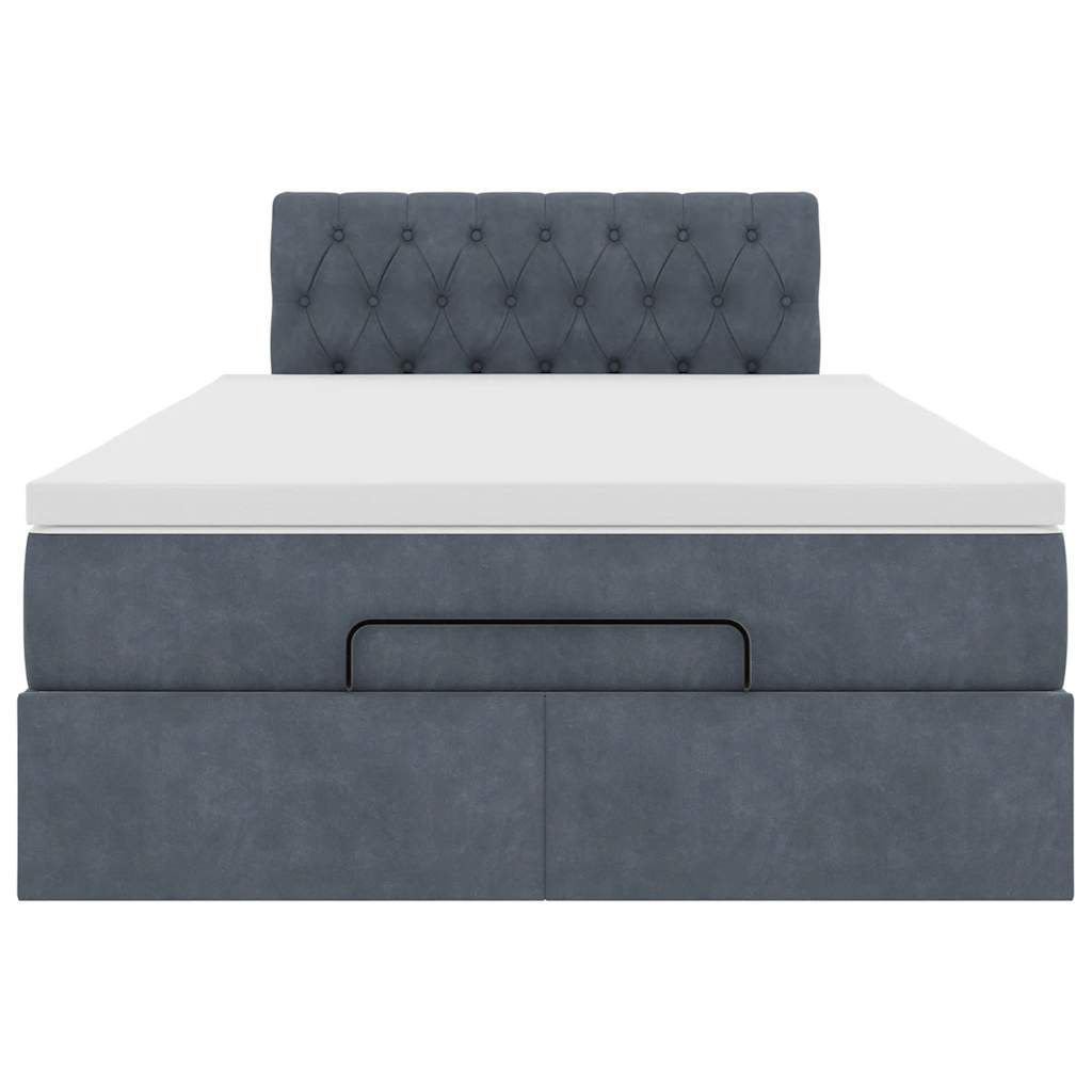Ottoman Bed with Mattress & LEDs Dark Grey King Single Velvet