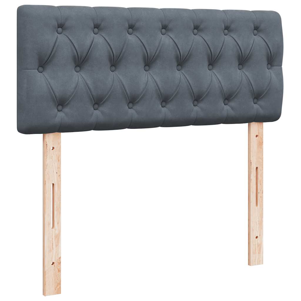 Ottoman Bed with Mattress & LEDs Dark Grey King Single Velvet