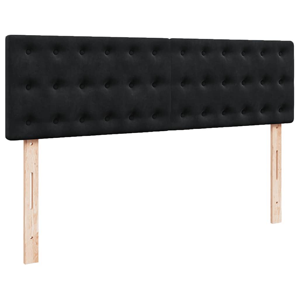 Ottoman Bed with Mattress & LEDs Black Double Velvet
