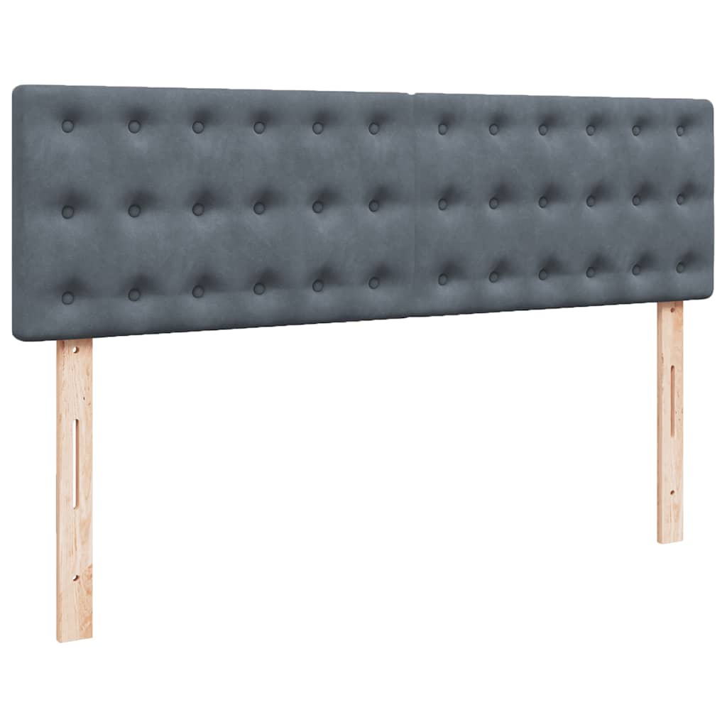 Ottoman Bed with Mattress & LEDs Dark Grey Queen Velvet