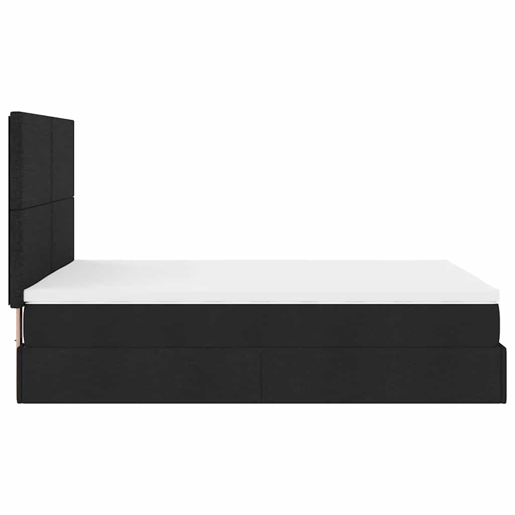 Ottoman Bed with Mattress Black Queen Fabric