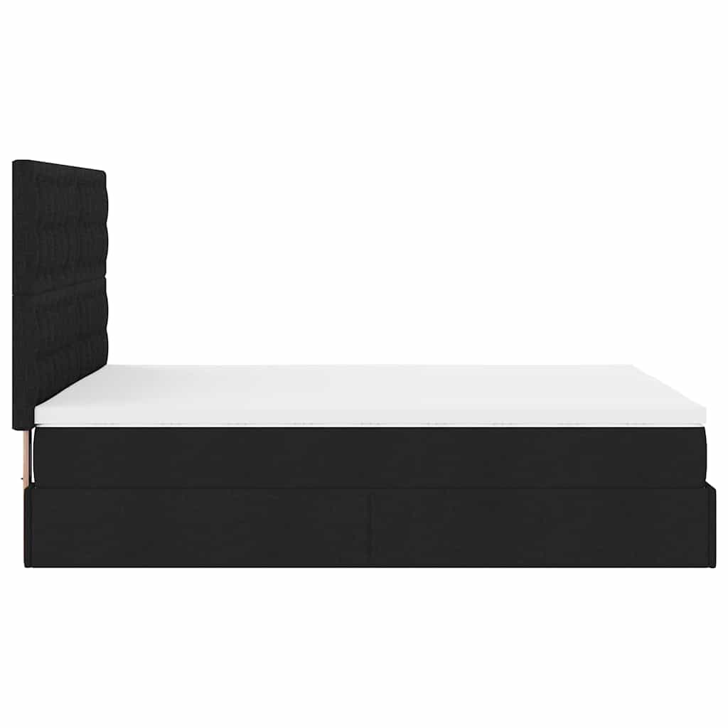 Ottoman Bed with Mattress Black Queen Fabric