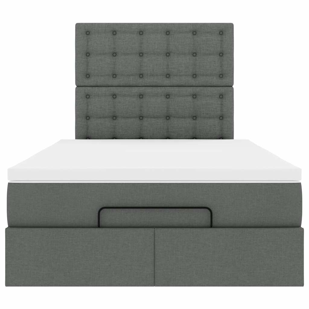 Ottoman Bed with Mattress Dark Grey King Single Fabric