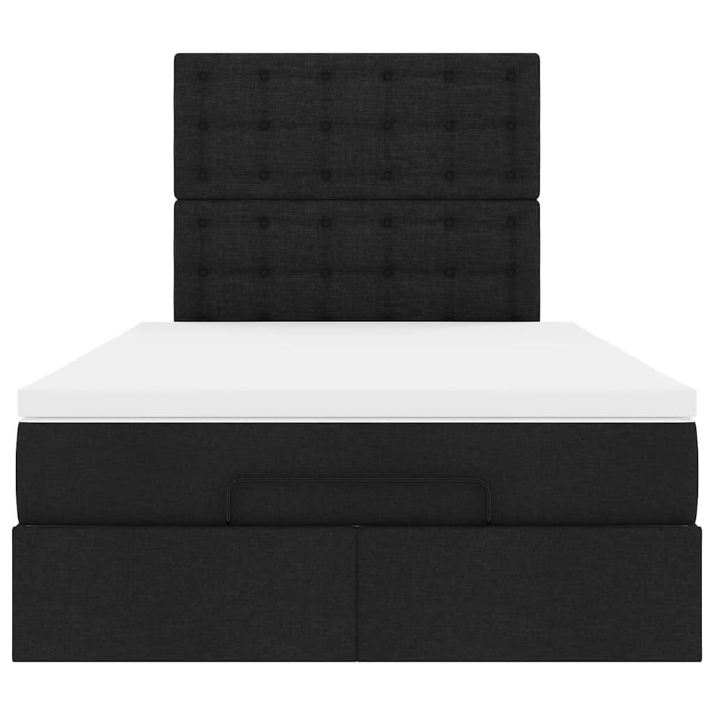 Ottoman Bed with Mattress Black King Single Fabric