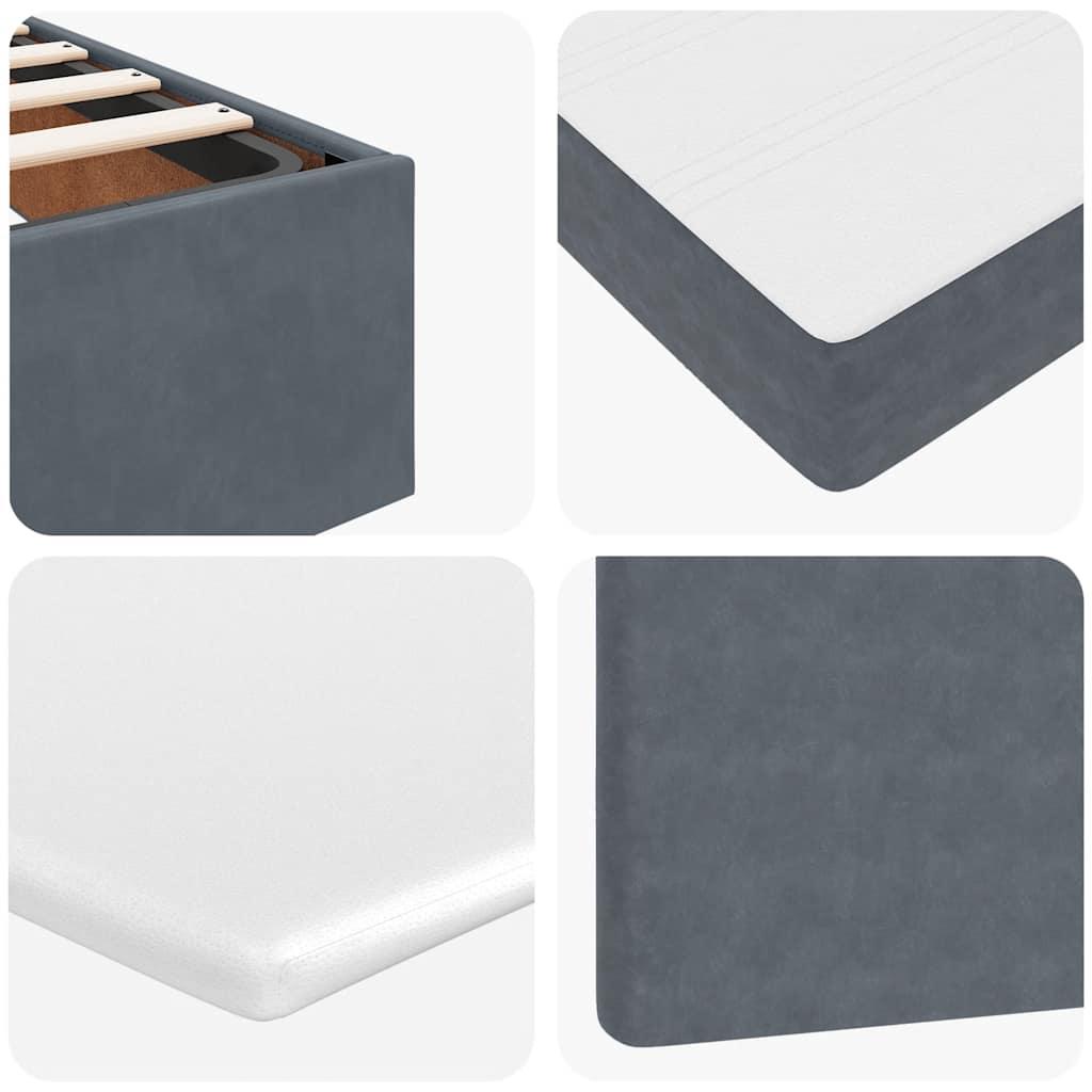 Ottoman Bed with Mattresses Dark Grey Queen Velvet