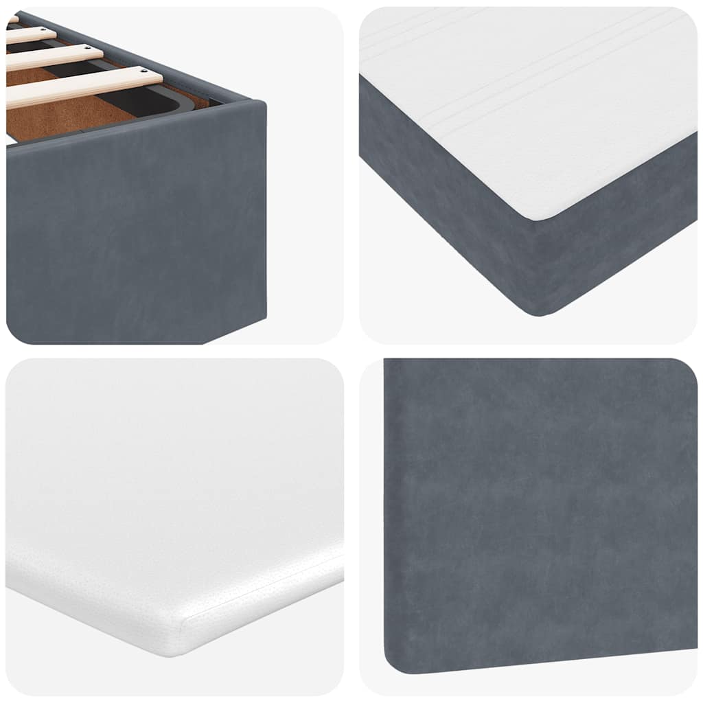 Ottoman Bed with Mattresses Dark Grey King Single Velvet