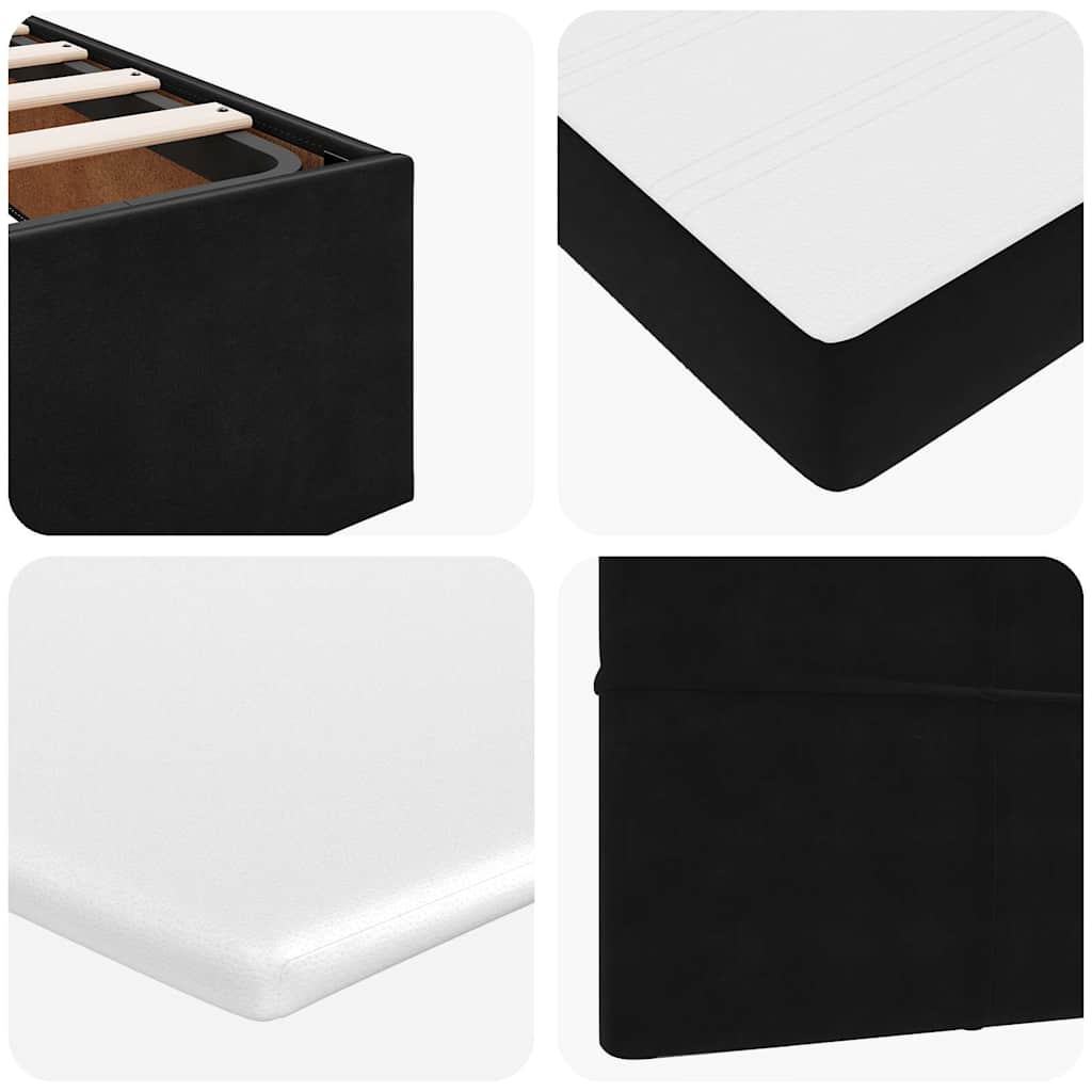 Ottoman Bed with Mattresses Black King Single Velvet