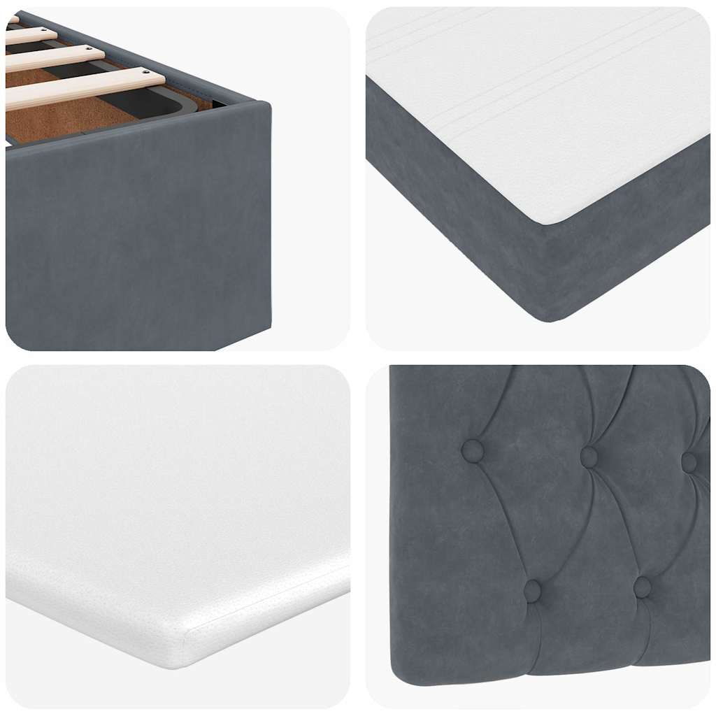 Ottoman Bed with Mattresses Dark Grey King Single Velvet