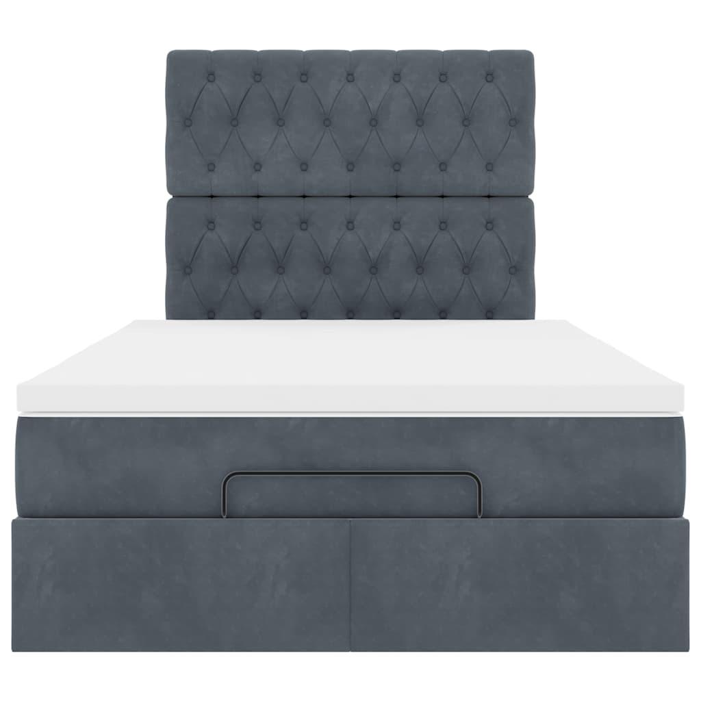 Ottoman Bed with Mattresses Dark Grey King Single Velvet