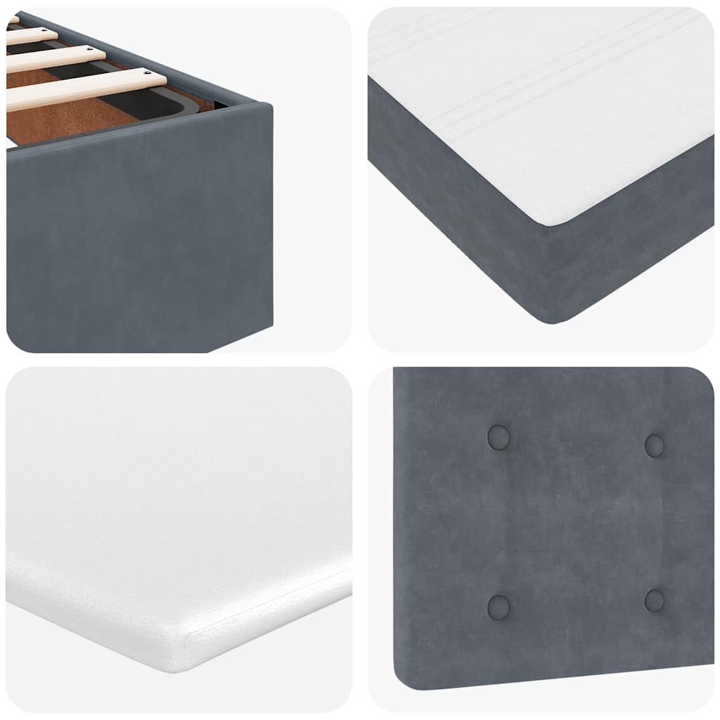 Ottoman Bed with Mattresses Dark Grey Queen Velvet