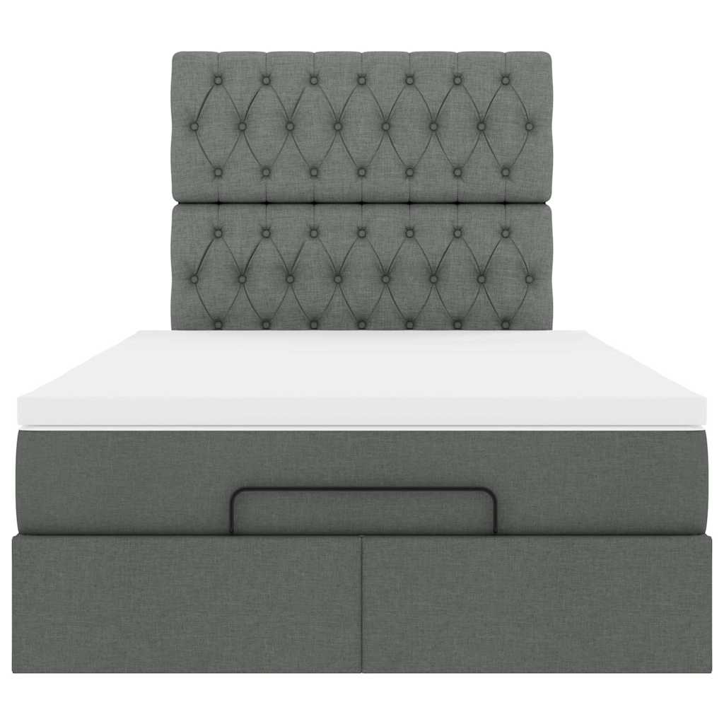Ottoman Bed with Mattress & LEDs Dark Grey King Single Fabric