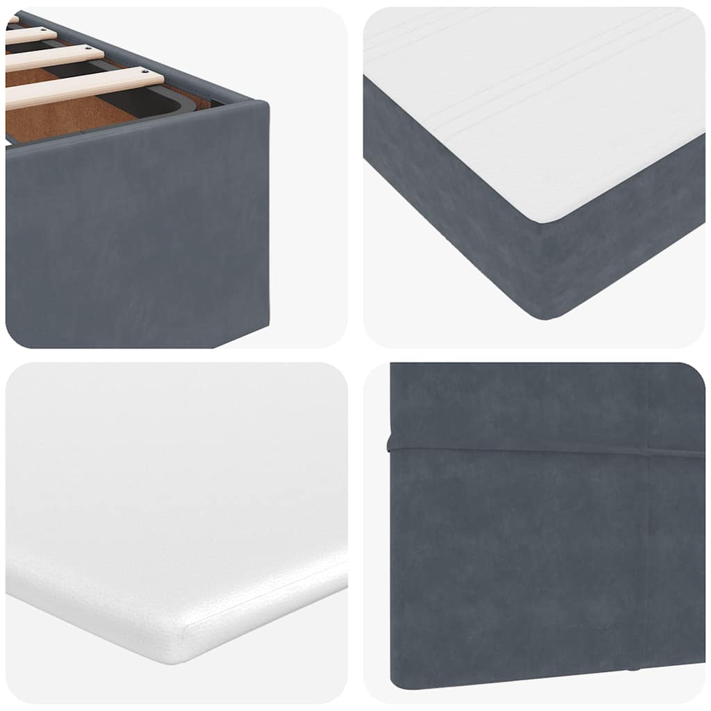 Ottoman Bed with Mattresses & LEDs Dark Grey Queen Velvet