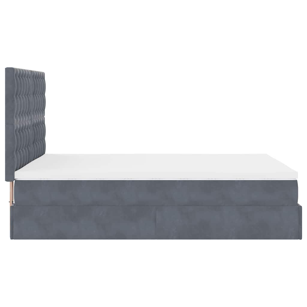 Ottoman Bed with Mattresses & LEDs Dark Grey Double Velvet