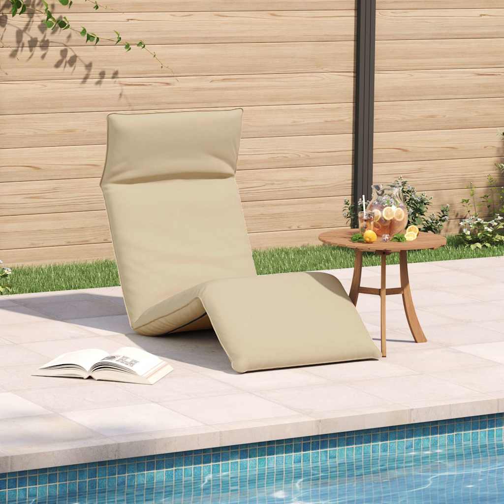 Folding Sun lounger Beige 175x54x8.5 cm Oxford Fabric