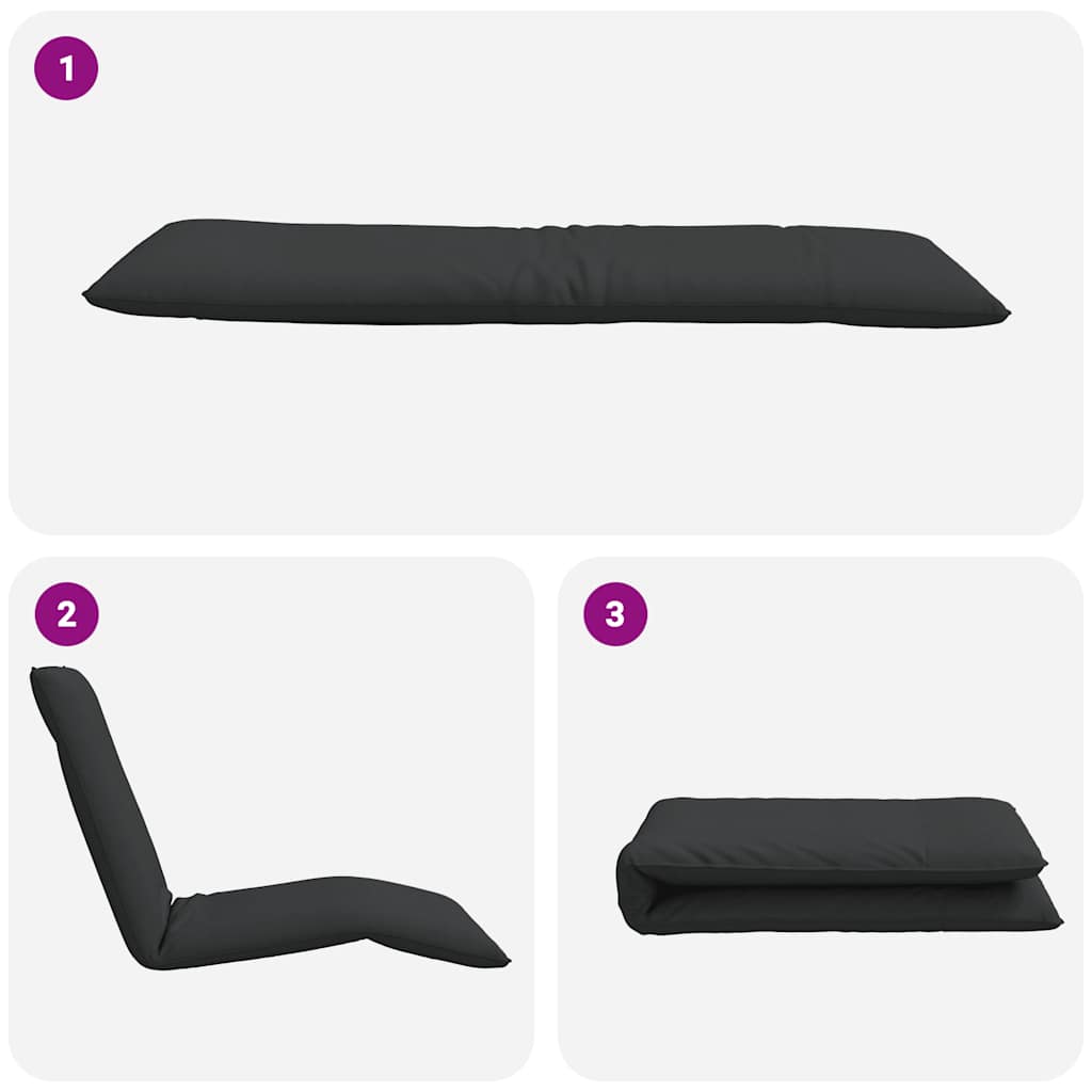 Folding Sun lounger Black 175x54x8.5 cm Oxford Fabric