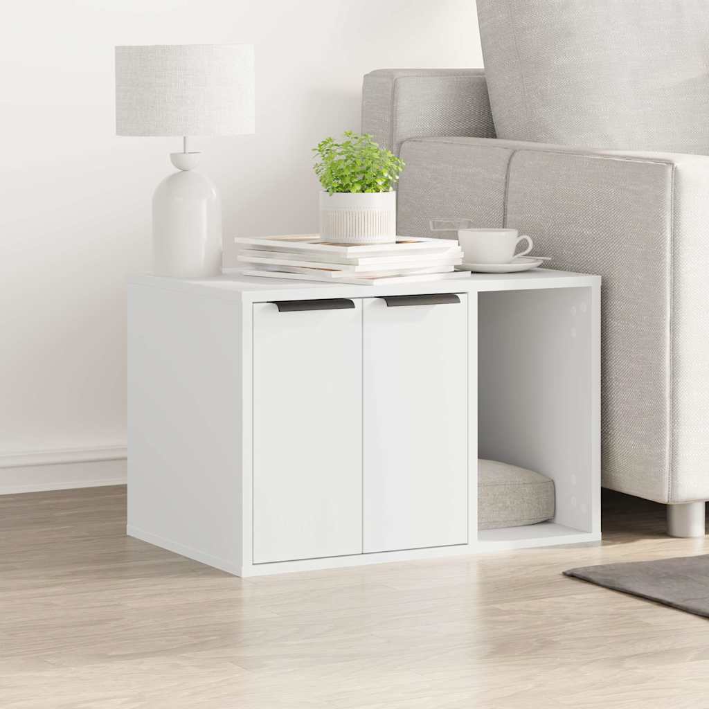 Cat Litter Box Enclosure White 60x40x40 cm Engineered Wood