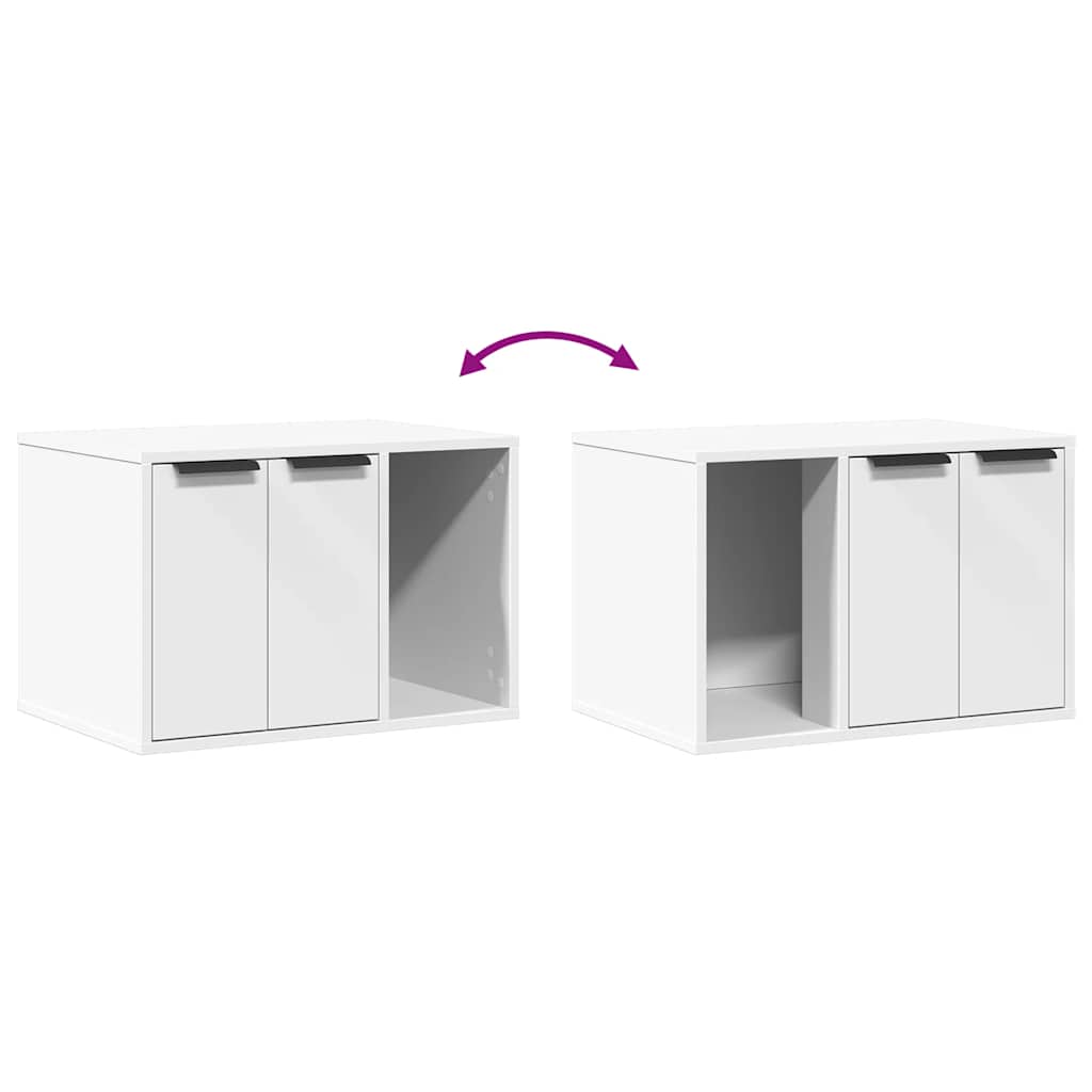 Cat Litter Box Enclosure White 60x40x40 cm Engineered Wood