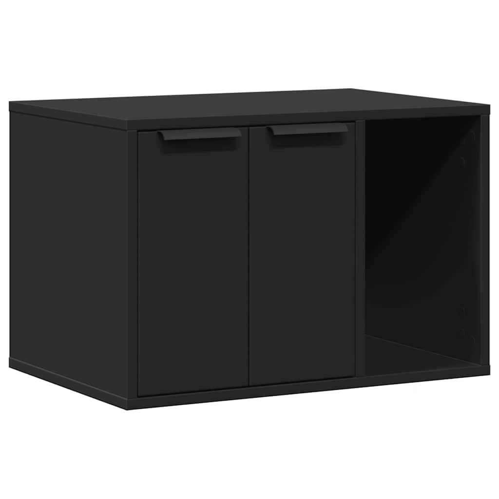 Cat Litter Box Enclosure Black 60x40x40 cm Engineered Wood