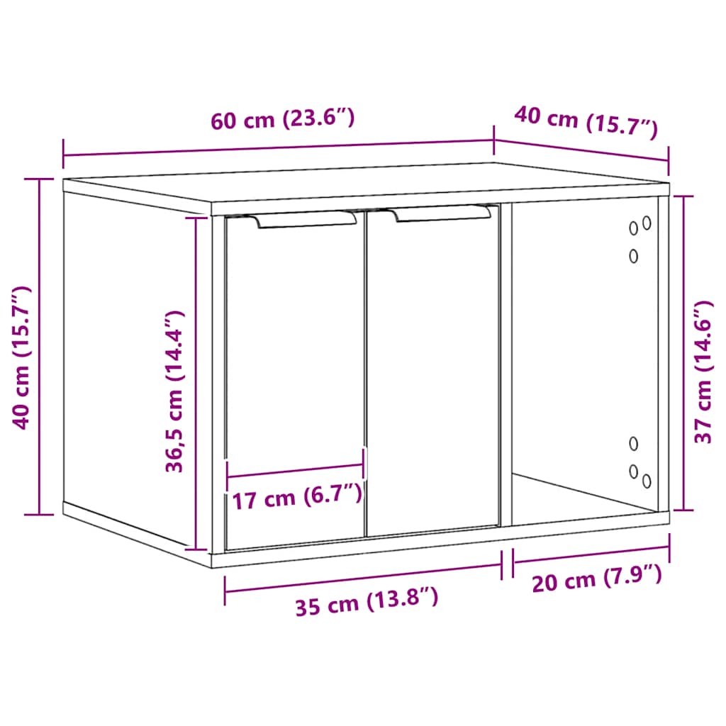Cat Litter Box Enclosure Sonoma Oak 60x40x40 cm Engineered Wood
