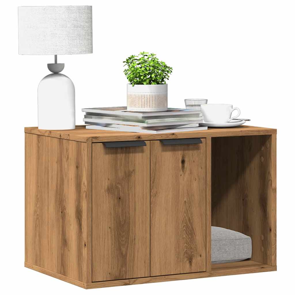Cat Litter Box Enclosure Artisian Oak 60x40x40 cm Engineered Wood