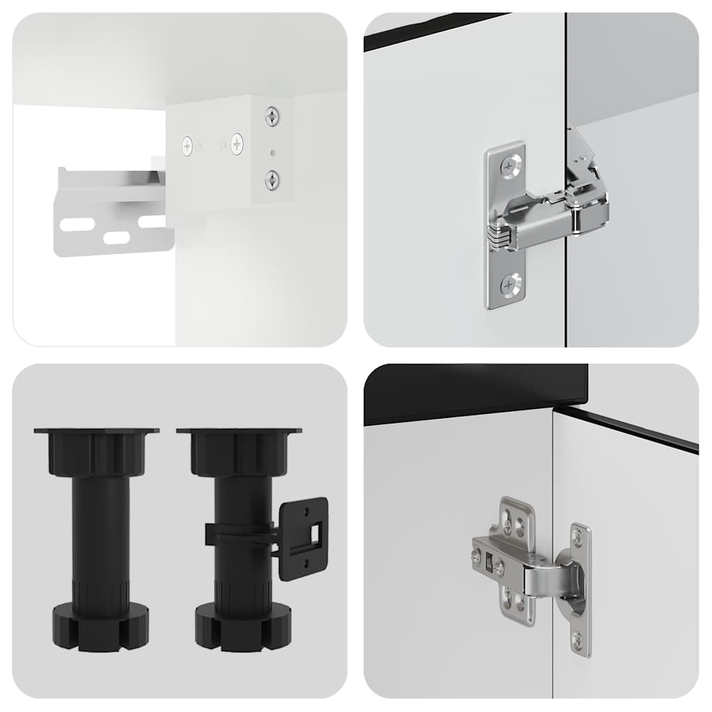 7 Piece Kitchen Cabinet Set "Kalmar" Black Engineered Wood