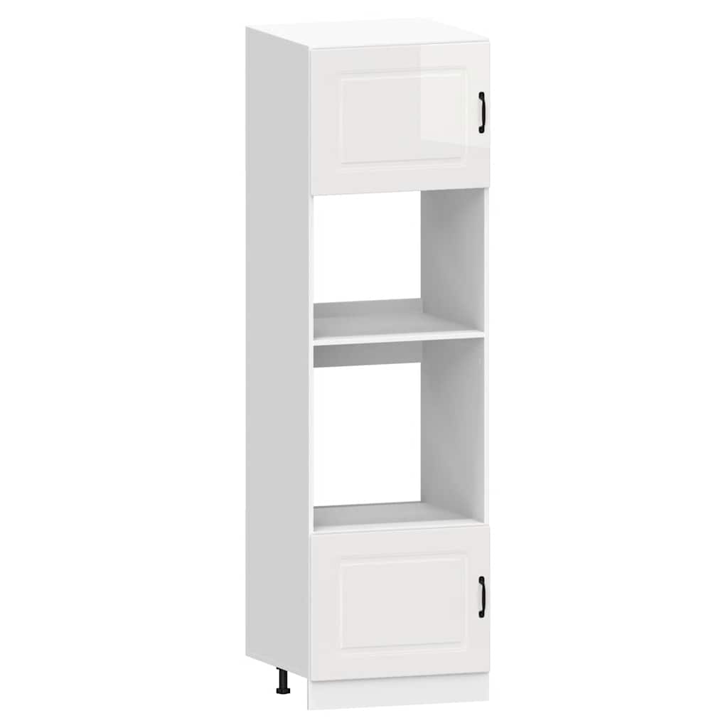 7 Piece Kitchen Cabinet Set "Kalmar" High Gloss White Engineered Wood