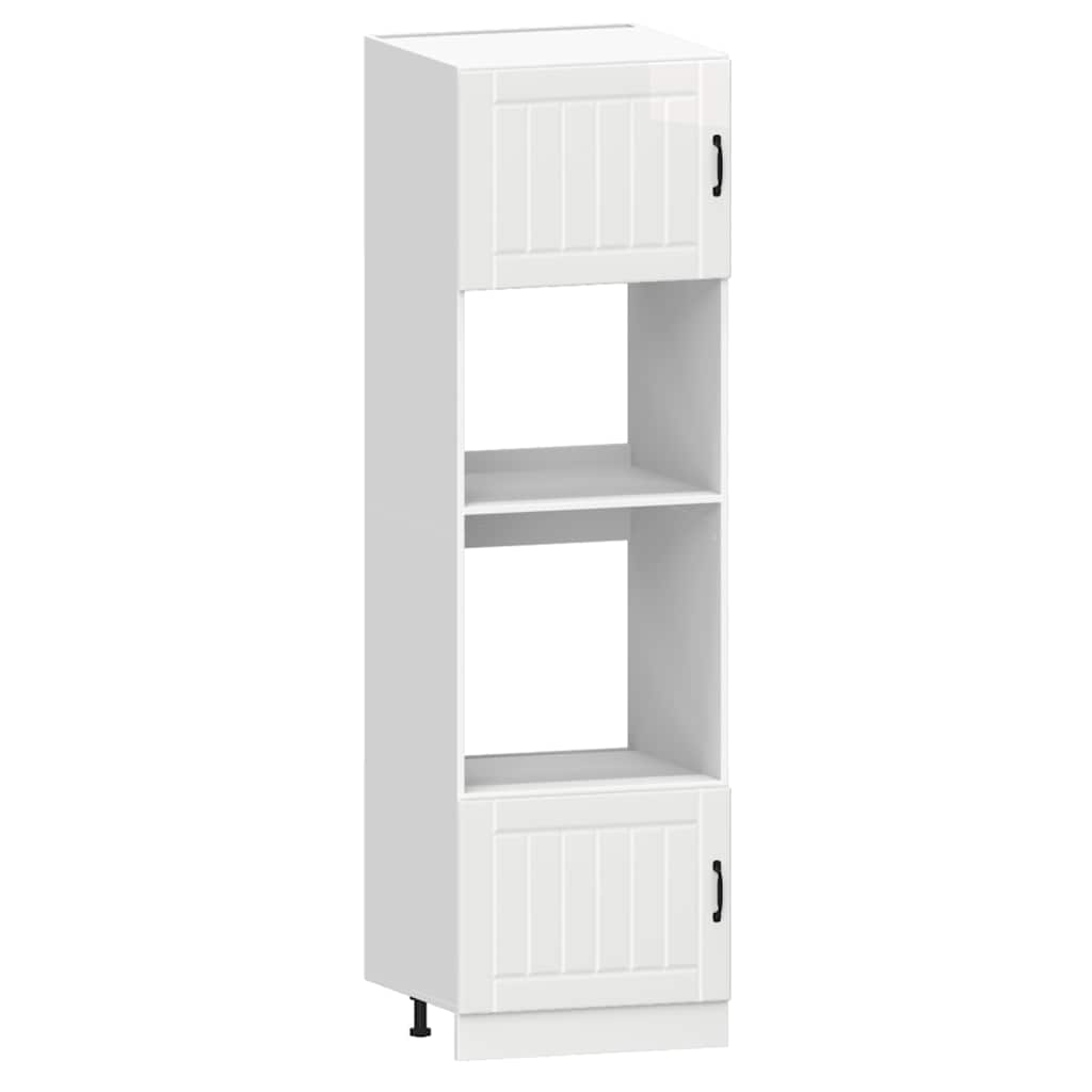 7 Piece Kitchen Cabinet Set "Lucca" High Gloss White Engineered Wood
