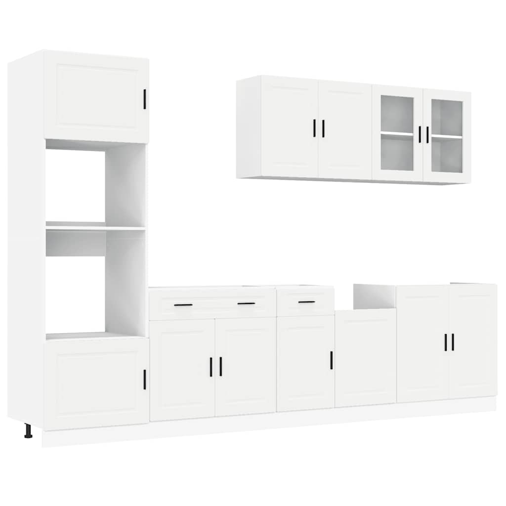 7 Piece Kitchen Cabinet Set "Porto" White Engineered Wood