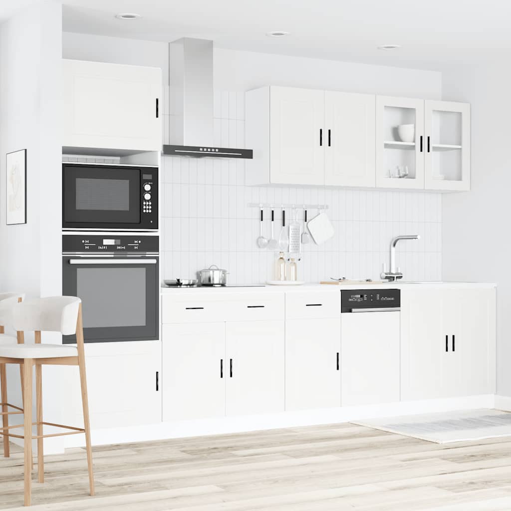 7 Piece Kitchen Cabinet Set "Porto" White Engineered Wood