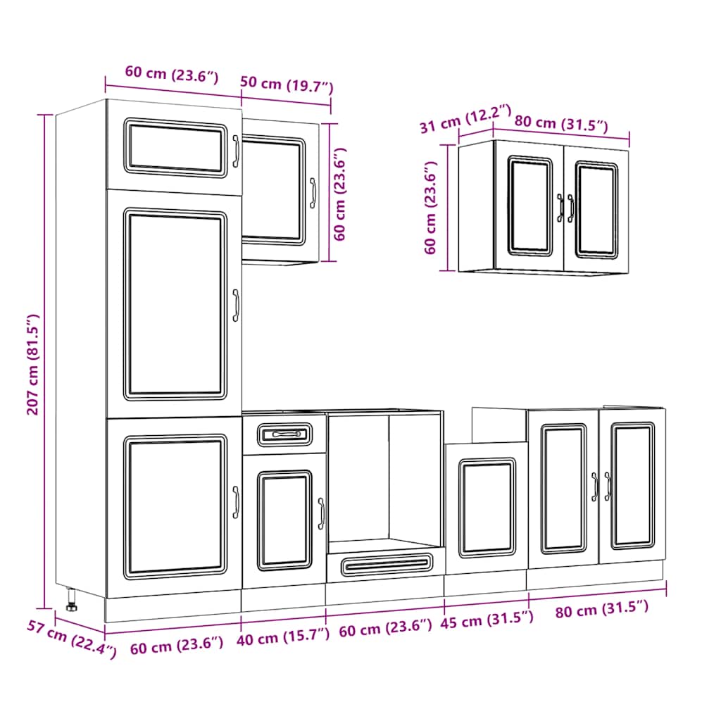 7 Piece Kitchen Cabinet Set Kalmar White Engineered Wood